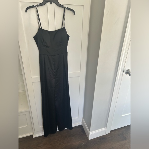 Satin jumpsuit with rhinestone straps - Picture 3 of 6